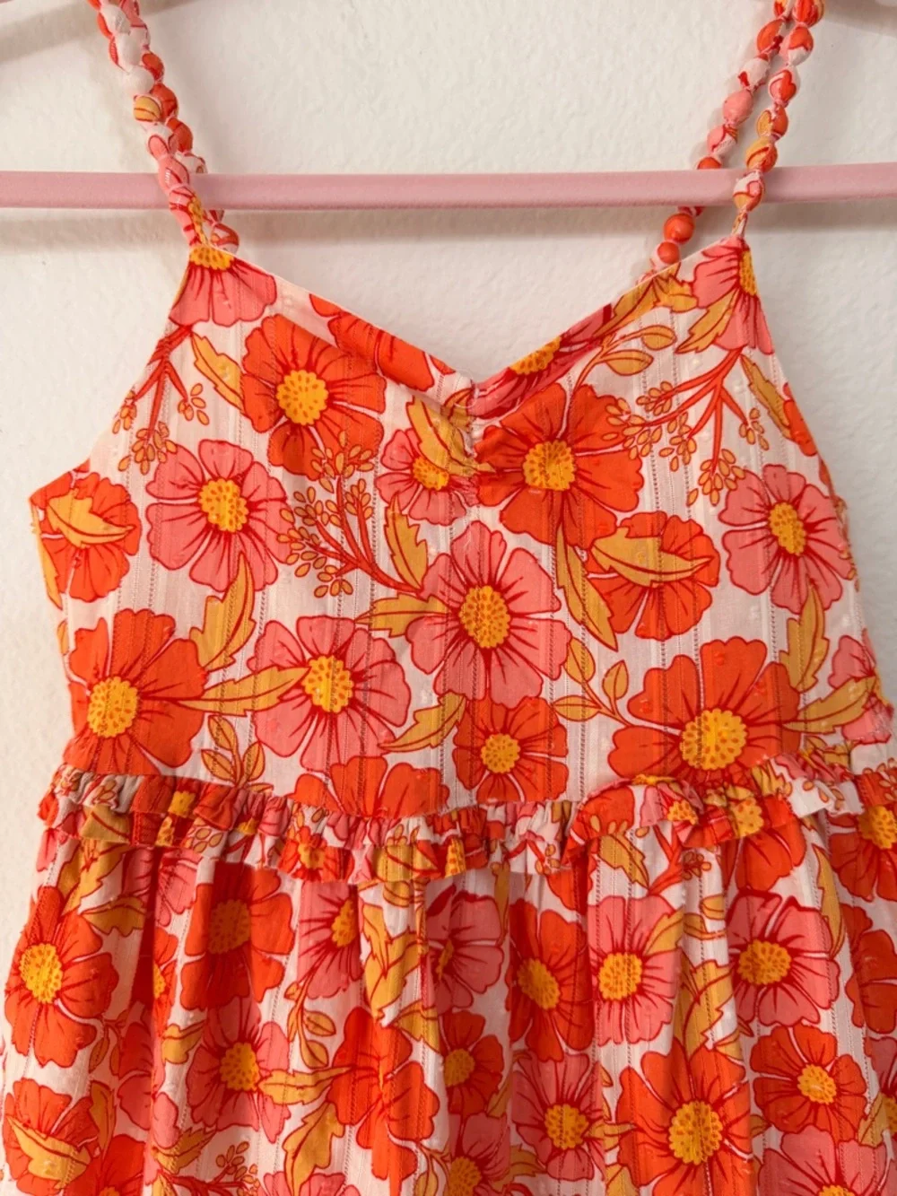 Isaac‎ Mizrahi Girls Floral Dress Size 10 Orange Pink Summer Spring Sundress
